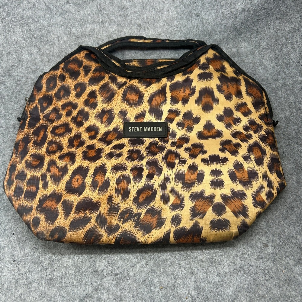 Steve Madden Womens Leopard Print Insulated Lunch Tote OS Brown Animal Pattern